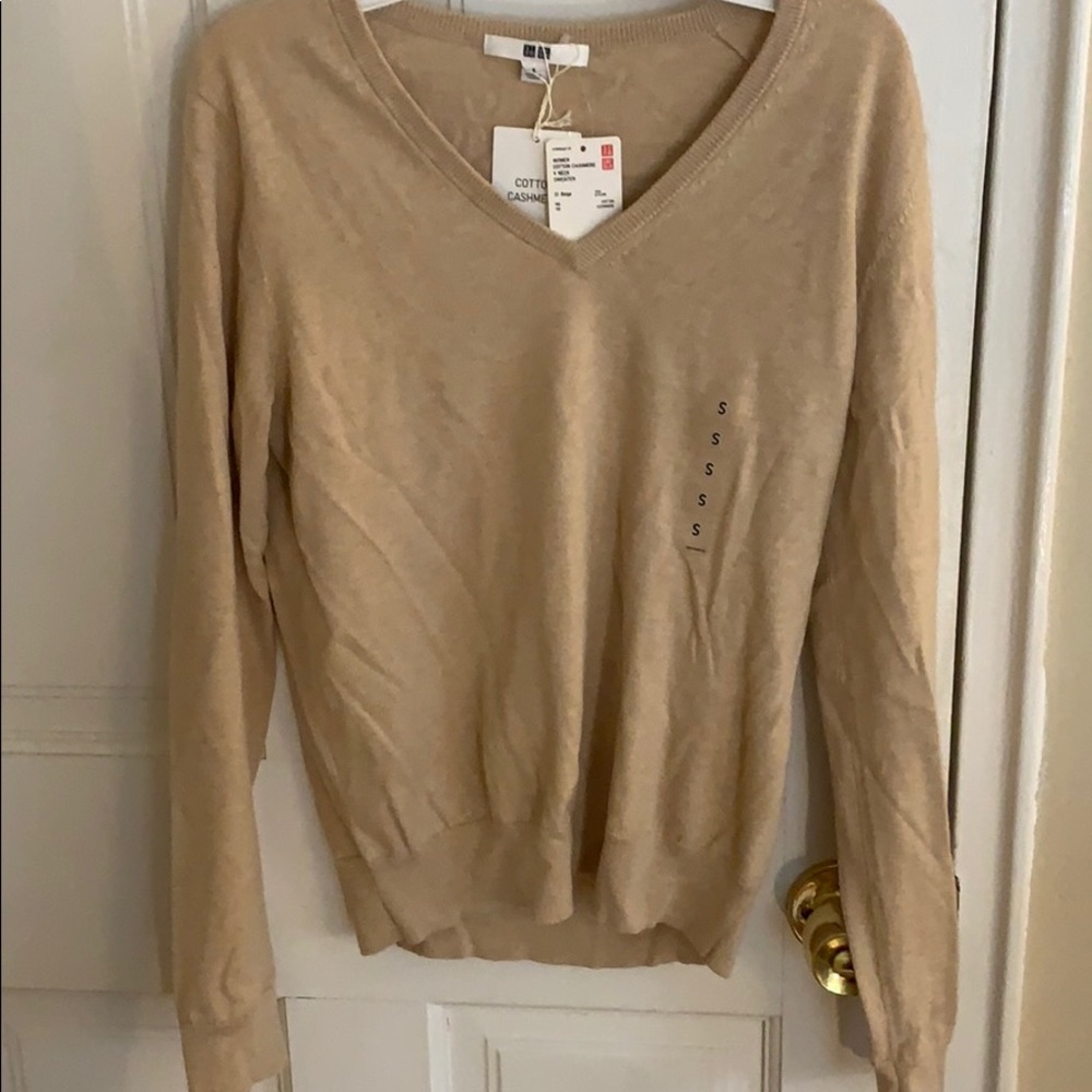 Tan Long Sleeved Beige Sweater.
